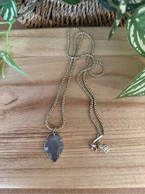 Kendra Scott Gold Necklace with Faceted Smoky Pendant